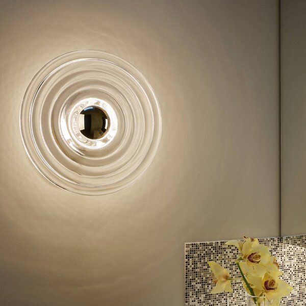 Tom Dixon Applique da esterni a LED Press mini, dimmerabile, Chiaro / Trasparente, Vetro, Design, Applique LED da esterni
