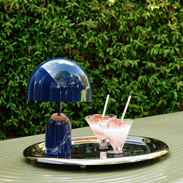 Tom Dixon Lampada da tavolo ricaricabile BELL PORTABLE, indaco, 28 cm IP44 dimmerabile, Blu, Soggiorno / Sala da pranzo, Plastica, Design
