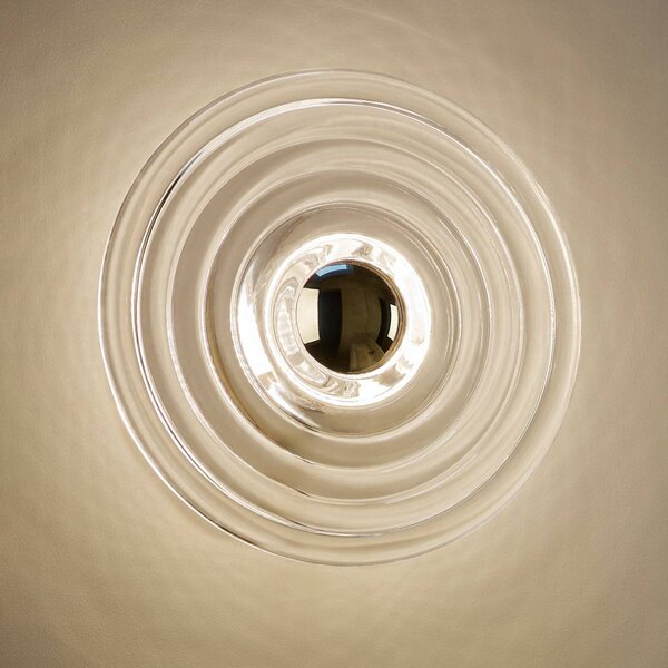 Tom Dixon Applique da esterni a LED Press mini, dimmerabile, Chiaro / Trasparente, Vetro, Design, Applique LED da esterni