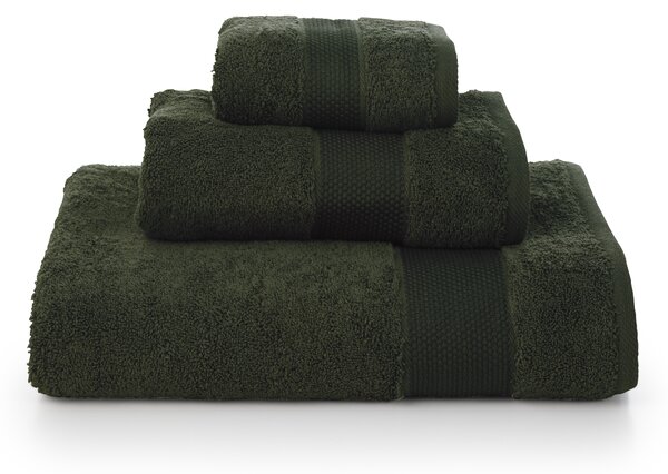 Asciugamano cotone 100% verde, made in Italy, set di 3 pezzi