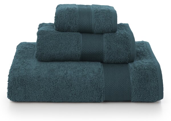 Asciugamano cotone 100% blu, made in Italy, set di 3 pezzi