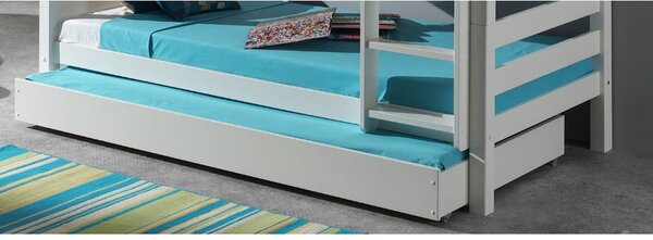 Letto a castello in pino bianco con spazio contenitivo 140x200/90x200 cm SCOTT - Vipack