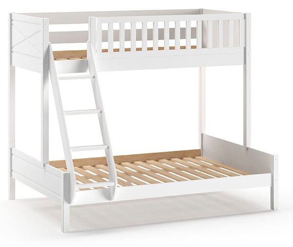 Letto a castello in pino bianco con spazio contenitivo 140x200/90x200 cm SCOTT - Vipack