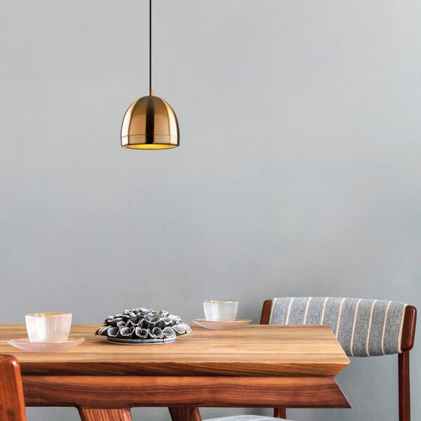 Lampada a sospensione color bronzo con paralume in metallo ø 17 cm Mugo - Opviq lights