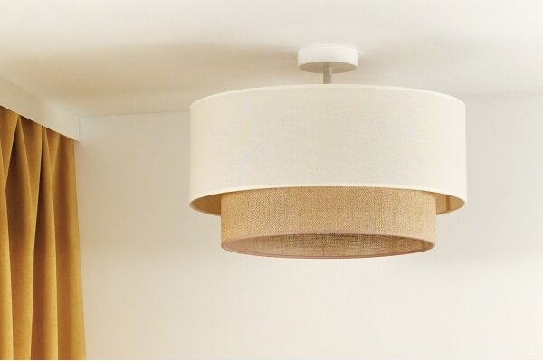 Duolla - Lampadario a plafone BOHO 1xE27/15W/230V diametro 45 cm color crema/marrone