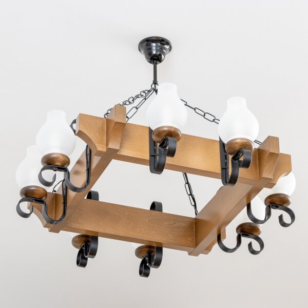 Brilagi - Lampadario a sospensione con catena QUEEN 8xE14/40W/230V faggio/noce