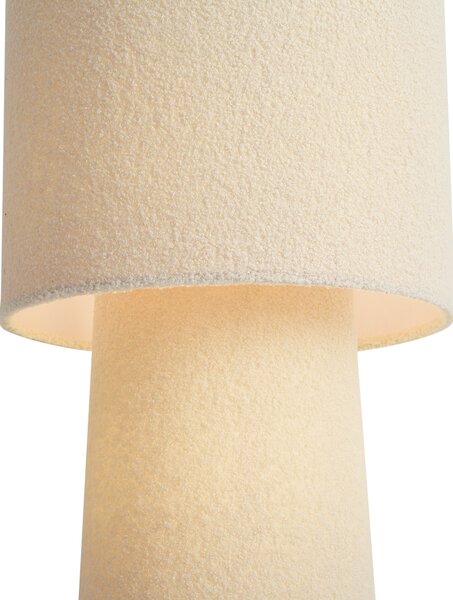 Lampada da terra Japandi beige in tessuto teddy a 2 luci - Trombet
