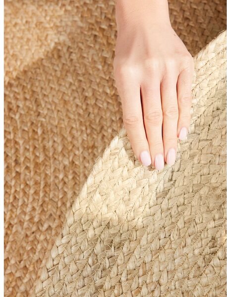 Tappeto rotondo di colore naturale in iuta reversibile e tessuto a mano ø 120 cm Jutta Gold – Hanse Home