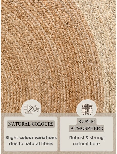 Tappeto rotondo di colore naturale in iuta reversibile e tessuto a mano ø 120 cm Jutta Gold – Hanse Home