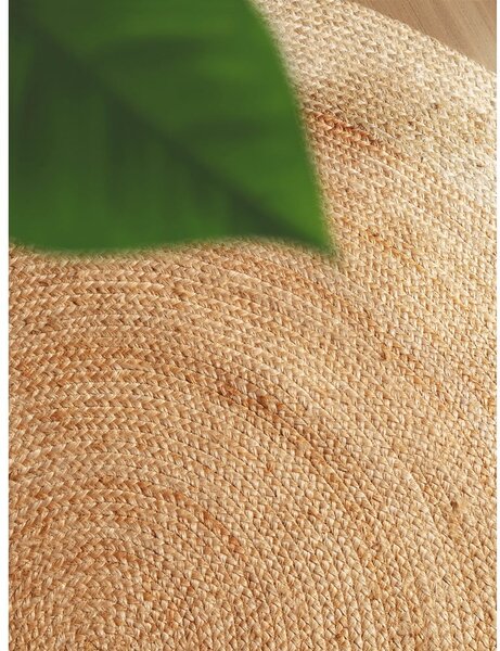 Tappeto rotondo di colore naturale in iuta reversibile e tessuto a mano ø 120 cm Jutta Gold – Hanse Home