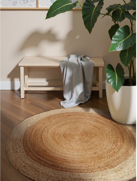 Tappeto rotondo di colore naturale in iuta reversibile e tessuto a mano ø 120 cm Jutta Gold – Hanse Home