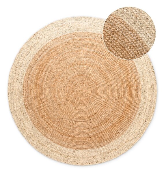 Tappeto rotondo di colore naturale in iuta reversibile e tessuto a mano ø 120 cm Jutta Gold – Hanse Home