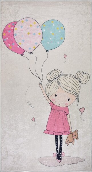 Tappeto per bambini rosa e avorio lavabile 80x120 cm Girl & Baloons – Vitaus