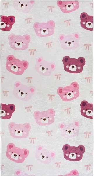 Tappeto per bambini rosa e avorio lavabile 60x100 cm Cute Teddies Pink – Vitaus