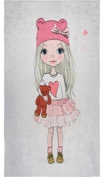 Tappeto per bambini lavabile 120x180 cm Cute Girl and the Bear – Vitaus