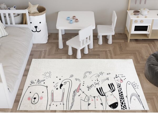 Tappeto per bambini avorio lavabile 120x180 cm Animal Kingdom – Vitaus