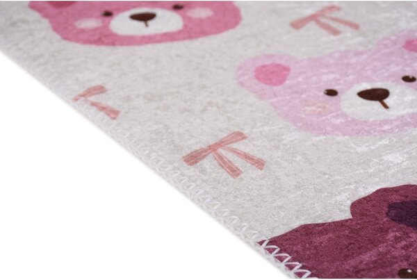 Tappeto per bambini rosa e avorio lavabile 60x100 cm Cute Teddies Pink – Vitaus