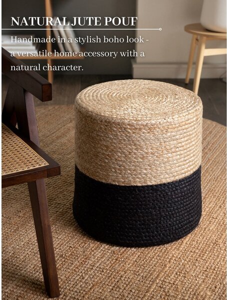 Poggiapiedi nero e colore naturale Juta Gold Black – Hanse Home