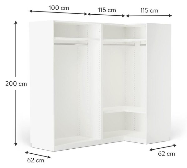 Armadio angolare componibile Leon, larg. 215 cm, diverse varianti