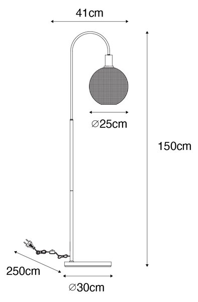 Lampada da terra di design nera con vetro fumé - Chico