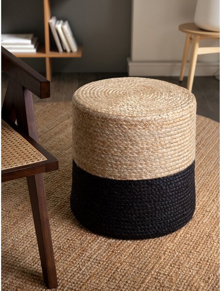 Poggiapiedi nero e colore naturale Juta Gold Black – Hanse Home