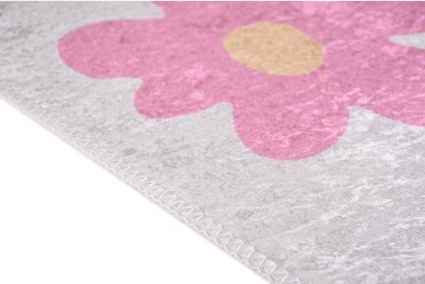 Tappeto per bambini rosa e avorio lavabile 80x150 cm Cute Flowers Pink – Vitaus