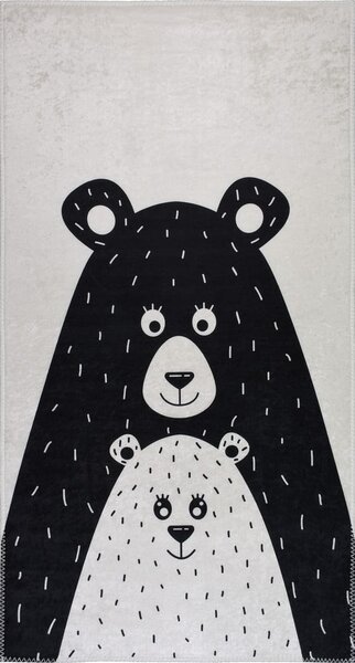Tappeto per bambini bianco e nero lavabile 100x160 cm Bear Family – Vitaus