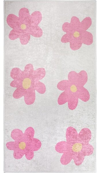 Tappeto per bambini rosa e avorio lavabile 80x150 cm Cute Flowers Pink – Vitaus