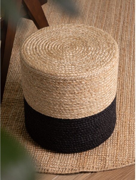 Poggiapiedi nero e colore naturale Juta Gold Black – Hanse Home