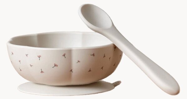 Set di 2 stoviglie per bambini in silicone Poppy in Bloom