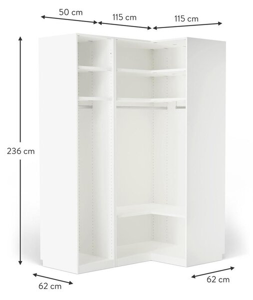 Armadio angolare componibile Leon, larg. 165 cm, diverse varianti