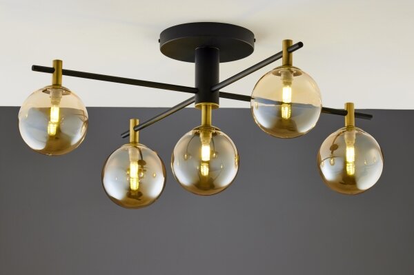 Jupiter 2032 - Lampadario a plafone FIGARO 5xG9/10W/230V nero/oro/beige