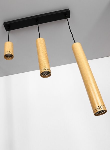 Lampadario su filo TUBO 3xGU10/25W/230V legno