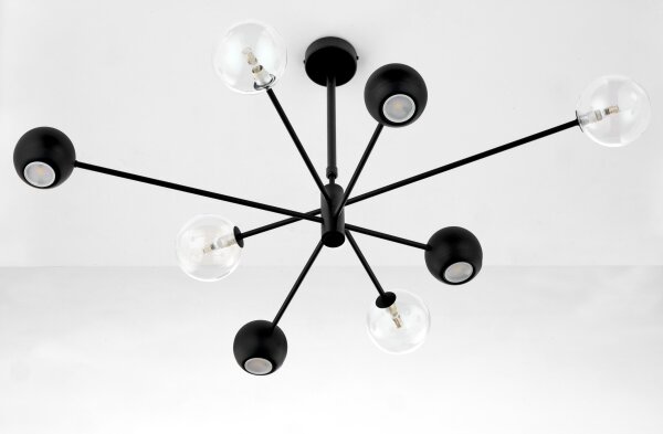 Jupiter 1996 - Lampadario a sospensione con supporto rigido MOKA 4xGU10/10W/230V + 4xG9/10W/230V nero/limpido