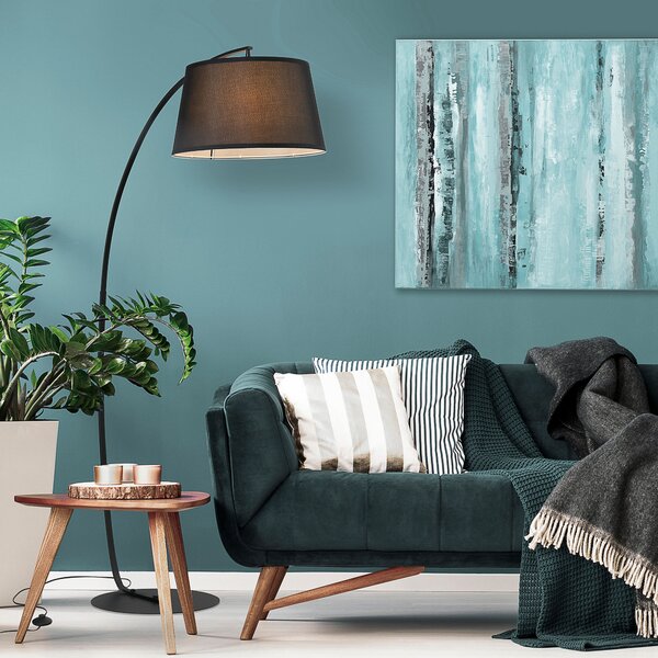 HOMCOM Lampada da Terra con Paralume Rivestito in Tessuto e Base in Metallo, Interruttore a Pedale, Φ47 x 105 x 190cm, Nera|Aosom