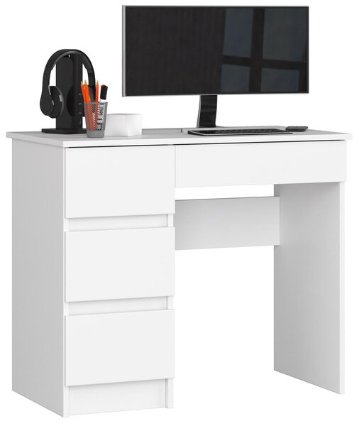 Scrivania Bianca A-7 CLP PK con 4 Cassetti per Ufficio e Casa 90 cm x 50 cm
