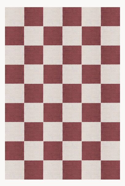 Tappeto in iuta a pelo corto tessuto a mano Chess Flatweave