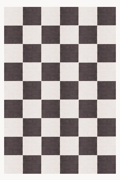 Tappeto in lana a pelo corto tessuto a mano Chess Flatweave