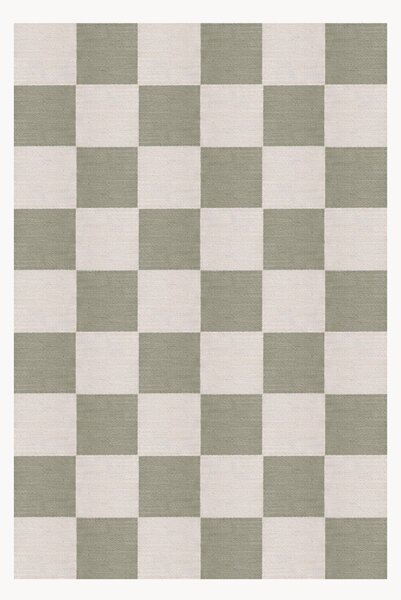 Tappeto in iuta a pelo corto tessuto a mano Chess Flatweave