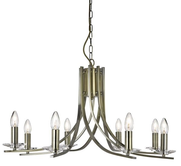 Ascona 8lt pendant - metallo e vetro in ottone anticato