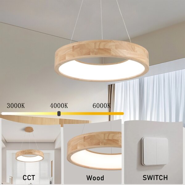 Brilagi - Lampadario sospeso a cavo FALCON WOOD LED/30W/230V 3000/4000/6000K 45 cm legno