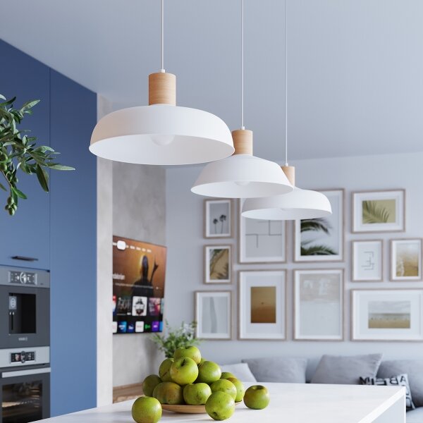 Sollux SL.1323 - Lampadario a sospensione con filo INDY 1xE27/15W/230V diametro 38 cm bianco