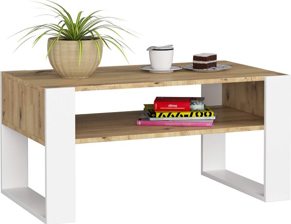 Akord Tavolino Da Salotto Domi Rovere Artigianale/Bianco 92X53X45 Cm
