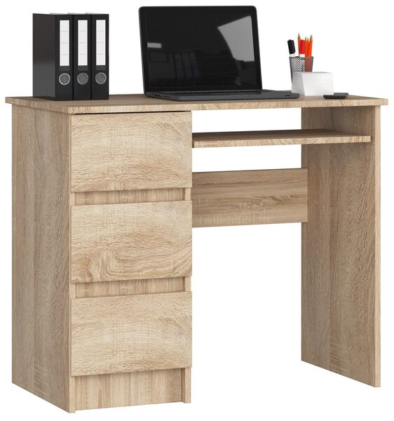 Scrivania A-6 Ek Sonoma - Elegante e funzionale con 3 cassetti e ripiano estraibile