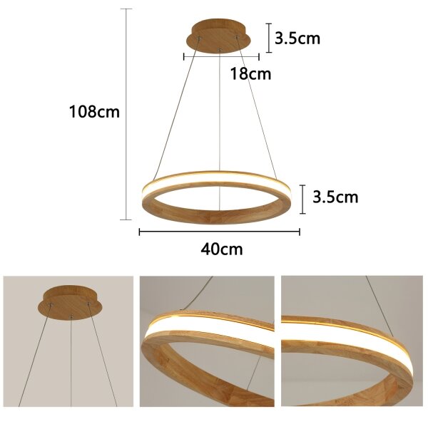 Brilagi - Lampada a sospensione su cavo UMEA WOOD LED/30W/230V diam. 40 cm in legno
