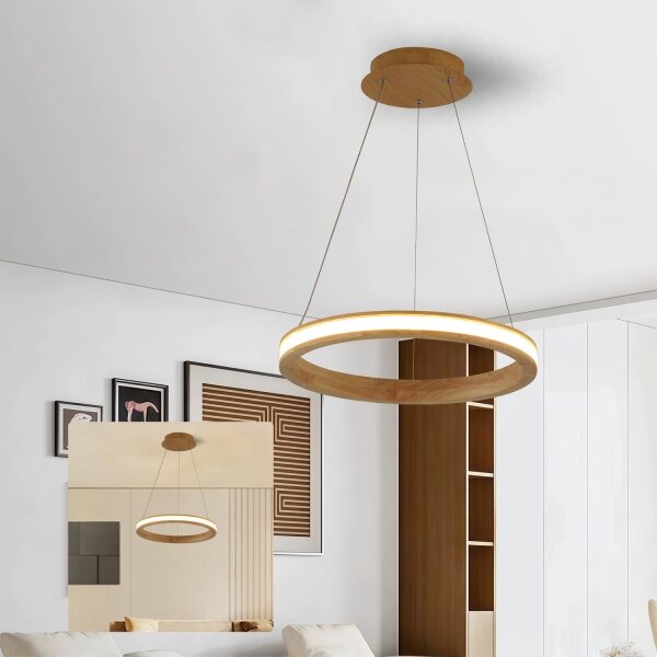 Brilagi - Lampada a sospensione su cavo UMEA WOOD LED/30W/230V diam. 40 cm in legno