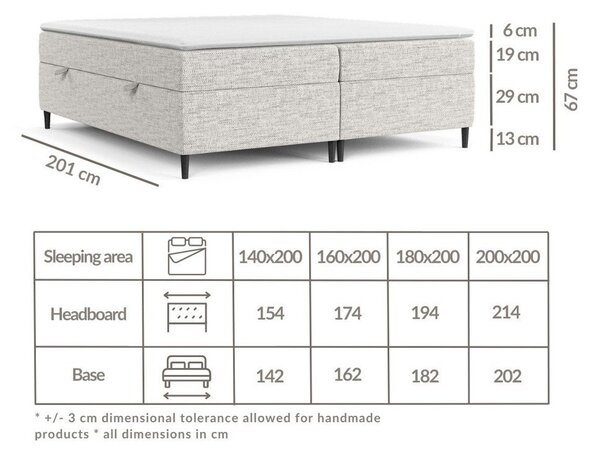 Letto boxspring crema con contenitore 160x200 cm Araya - Maison de Rêve