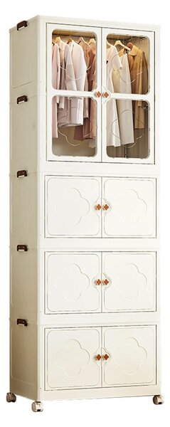 Armadio SevenComfort 207 x 75 x 45 cm Armadio multiuso pieghevole con ante magnetiche 10 appendini per soggiorno Camera da letto Bianco