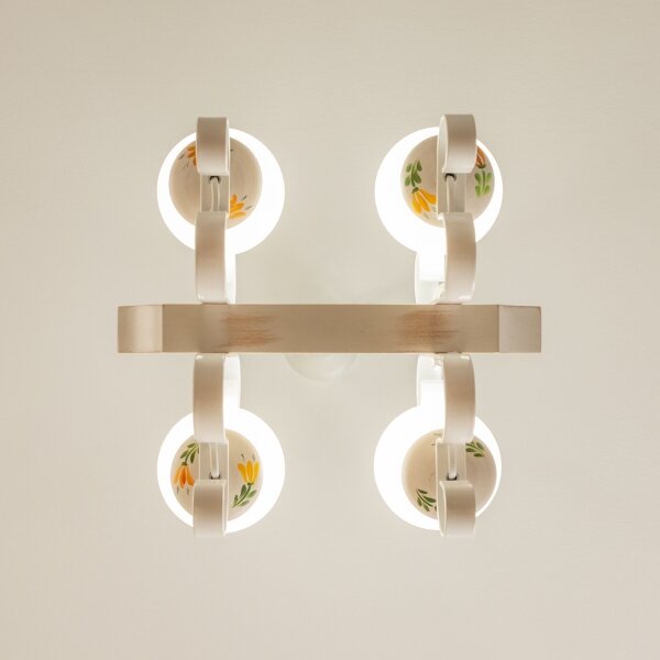 Brilagi - Lampadario con catena QUEEN 4xE14/40W/230V faggio/crema