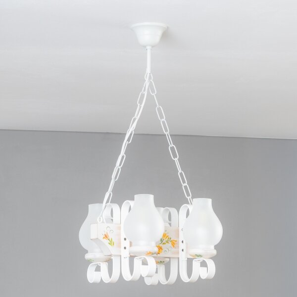 Brilagi - Lampadario con catena QUEEN 4xE14/40W/230V faggio/crema